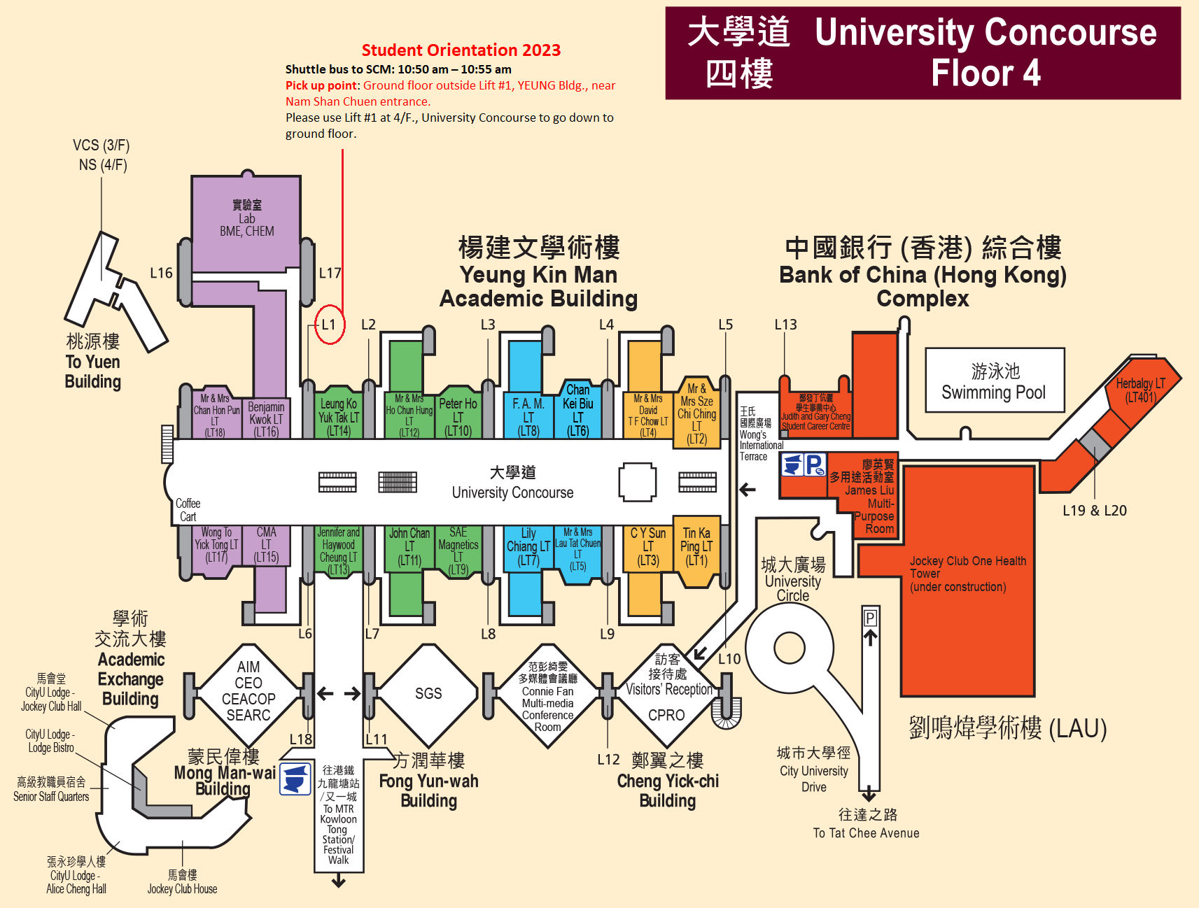 Shuttle bus location map