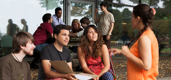 Students in front of the canteen