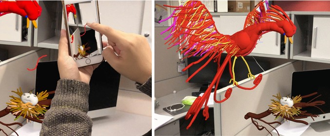 Mobi3DSketch presented at CHI 2019 is the first system allowing the creation of complicated 3D sketches using a single AR-enabled mobile device.